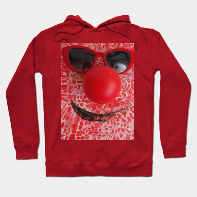 a red nose and a pair of black glasses Hoodie by walter festuccia